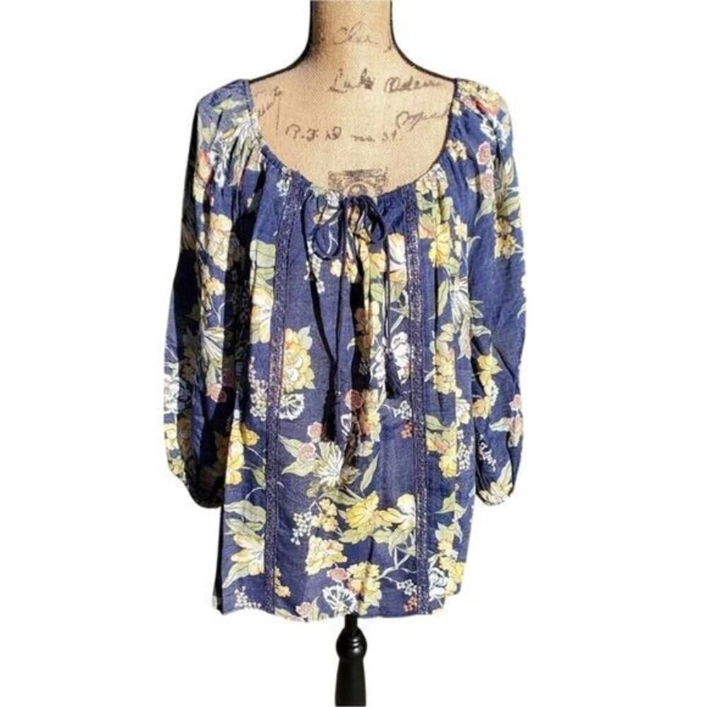 UNIQUE spectrum floral lace boho peasant blouse plus size 3X NEW!!!! - Picture 2 of 9